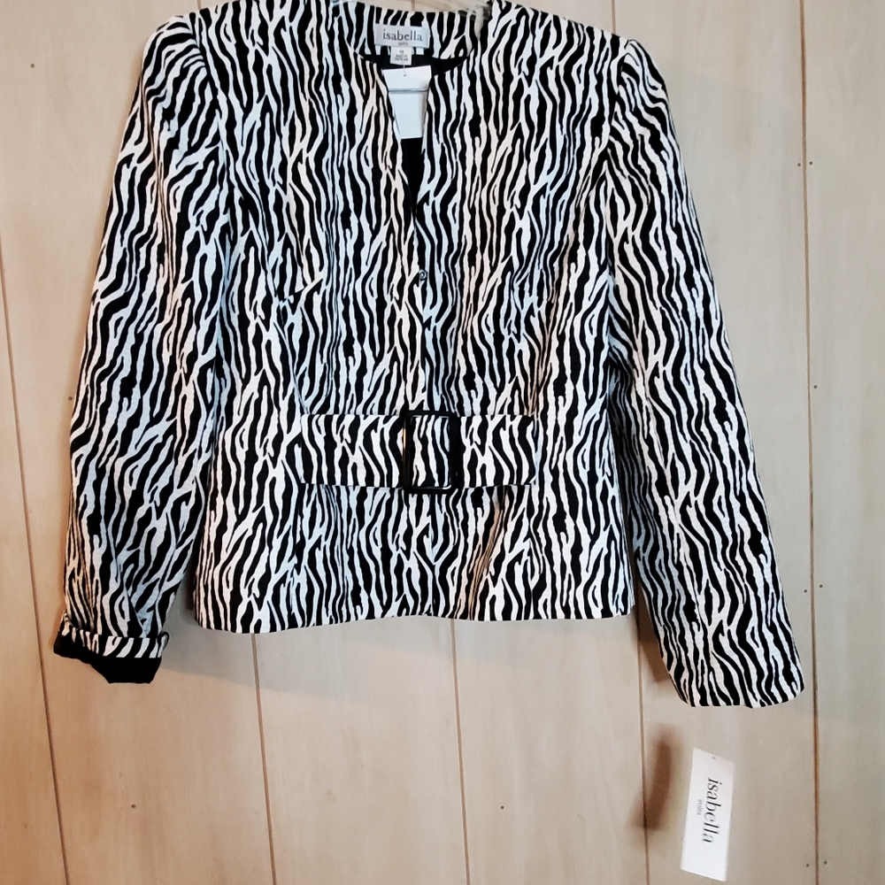 Isabella Suits Black and White Blazer Size 12 NWT